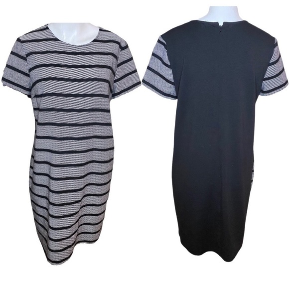 Ann Taylor Dresses & Skirts - Ann Taylor Dress Shift Striped Black Back Panel Size S